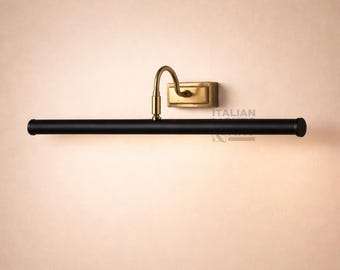 Mid-Century Modern Italian Picture Light The Art Display Adjustable Handmade Brass with Black Color Wall Sconce For Display and Decor