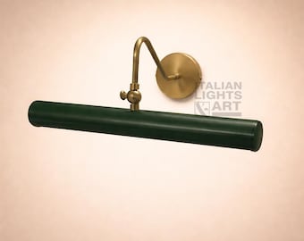 Mid-Century Modern Italian Picture Light in Green Color, The Art Display Adjustable Handmade Brass Wall Sconce For Display and Decor