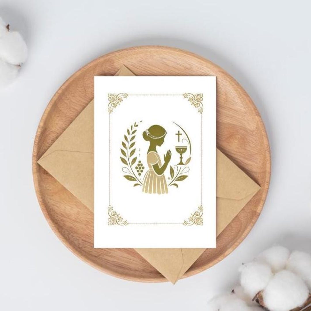 Editable First Communion Card Template (canva), Instant Download - Etsy