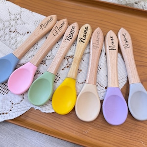 Personalised silicone cutlery set, baby cutlery, fork and spoon set, baby gift, new baby,1st birthday, christening gift,baby stocking filler