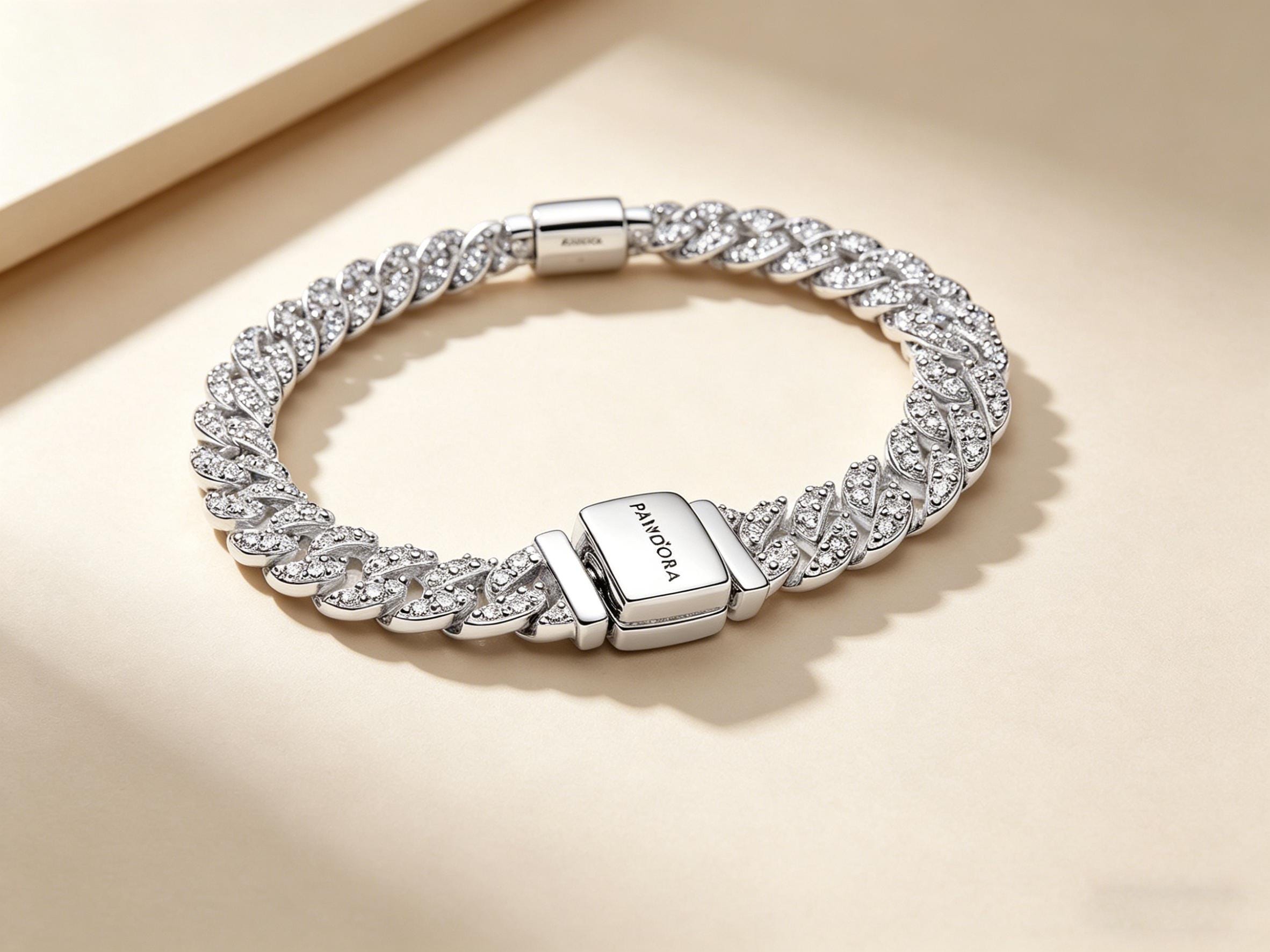 Pandora timeless pavé cuban chain bracelet - Etsy 日本
