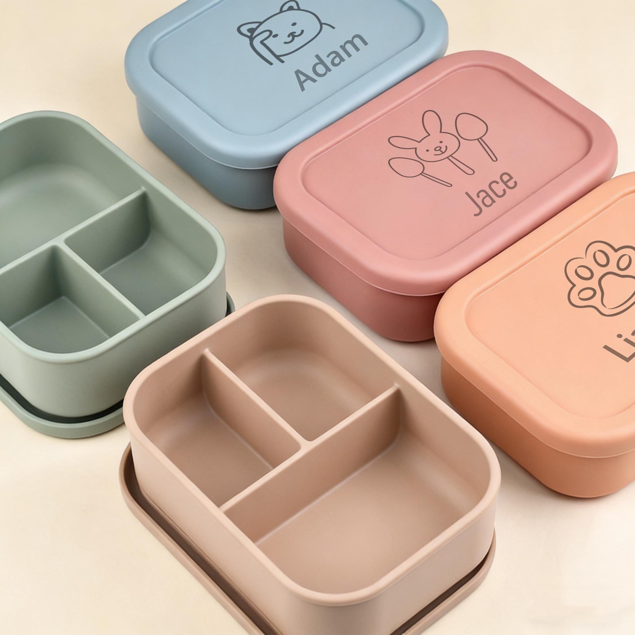 Discover Personalized Silicone Bento Box for Kids - Custom Name Lunch Container