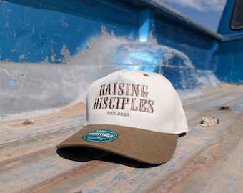 Gorra Raising Disciples – Gorra de camionero cristiana bicolor con bordado personalizado del año de fundación