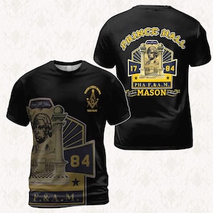 Custom Prince Hall Masonic Shirt - F&A.M. Freemason T-Shirt - Personalized Mason Lodge Name and Number - Masonic Apparel for Men