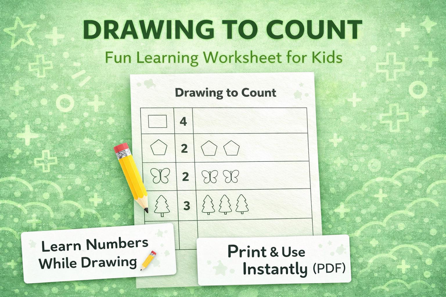 Preschool Counting Worksheets | Drawing to Learn Numbers Activity (PDF ...
