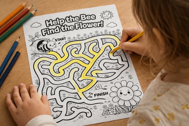 Bee Maze Printable, Kids Activity Pack, 5 Mazes PDF - Etsy