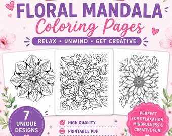 Dibujos para colorear de mandalas: Arteterapia para aliviar el estrés (Descarga digital en PDF A4/tamaño carta estadounidense)