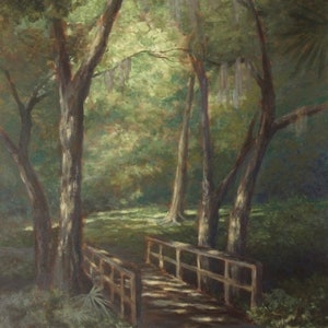 Original Tropical Landscape Painting, Florida Landscape, Spanish Moss, Large Original Fine Art, Sarasota, Ready To Hang (Free Shipping)