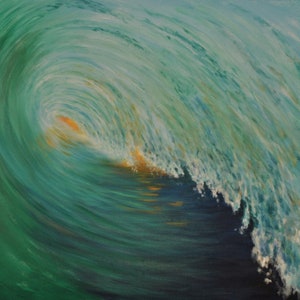 Large Original Wave Painting, 30"x40" Fine Art Abstract Wave Painting, Surfing, Large Contemporary Art, Ready To Hang (Free Shipping)