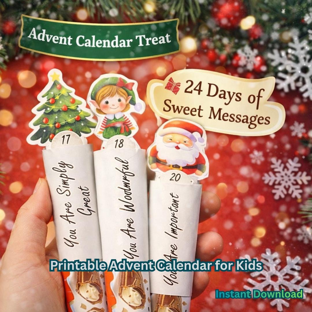 Christmas Advent Calendar Printable for Kids Chocolate Countdown