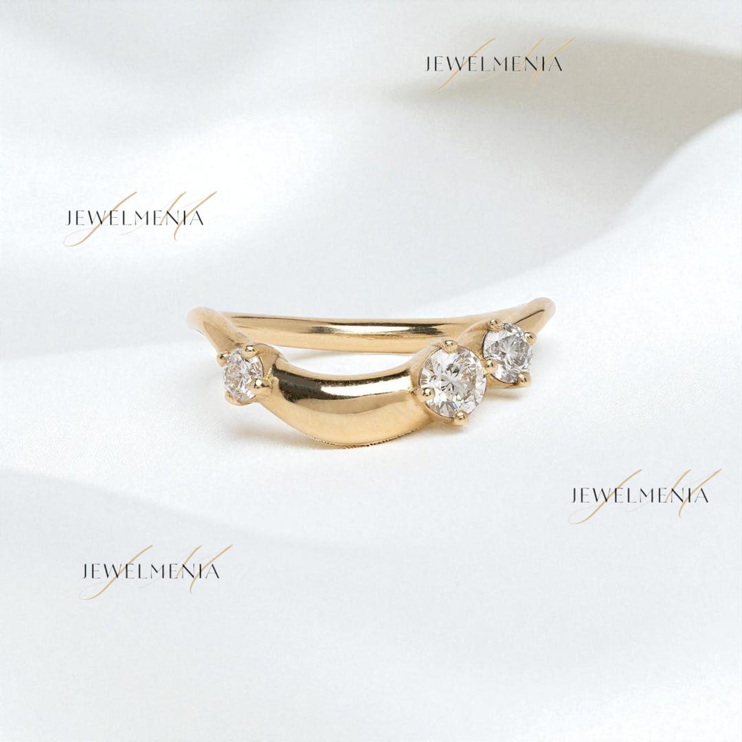 Gold Vermeil Sterling Silver Melt Ring – Scattered Diamond Band - Etsy