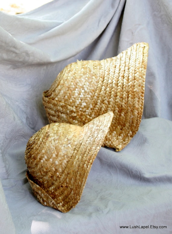 1800/'s-Civil War Style Round Back Straw Spoon Bonnet Undecorated New