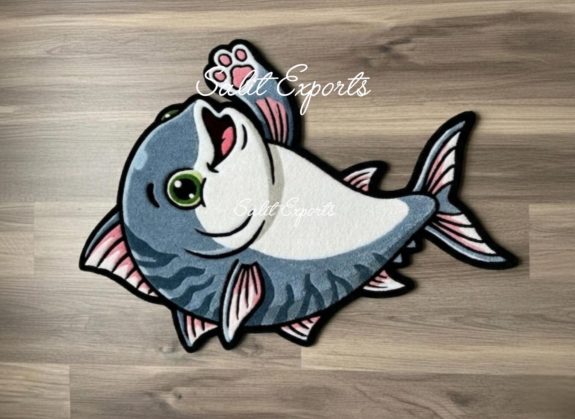 Cute Shark Rug 8 Ft Large | Cartoon Fish Area Rug | Kids Room Ocean ...