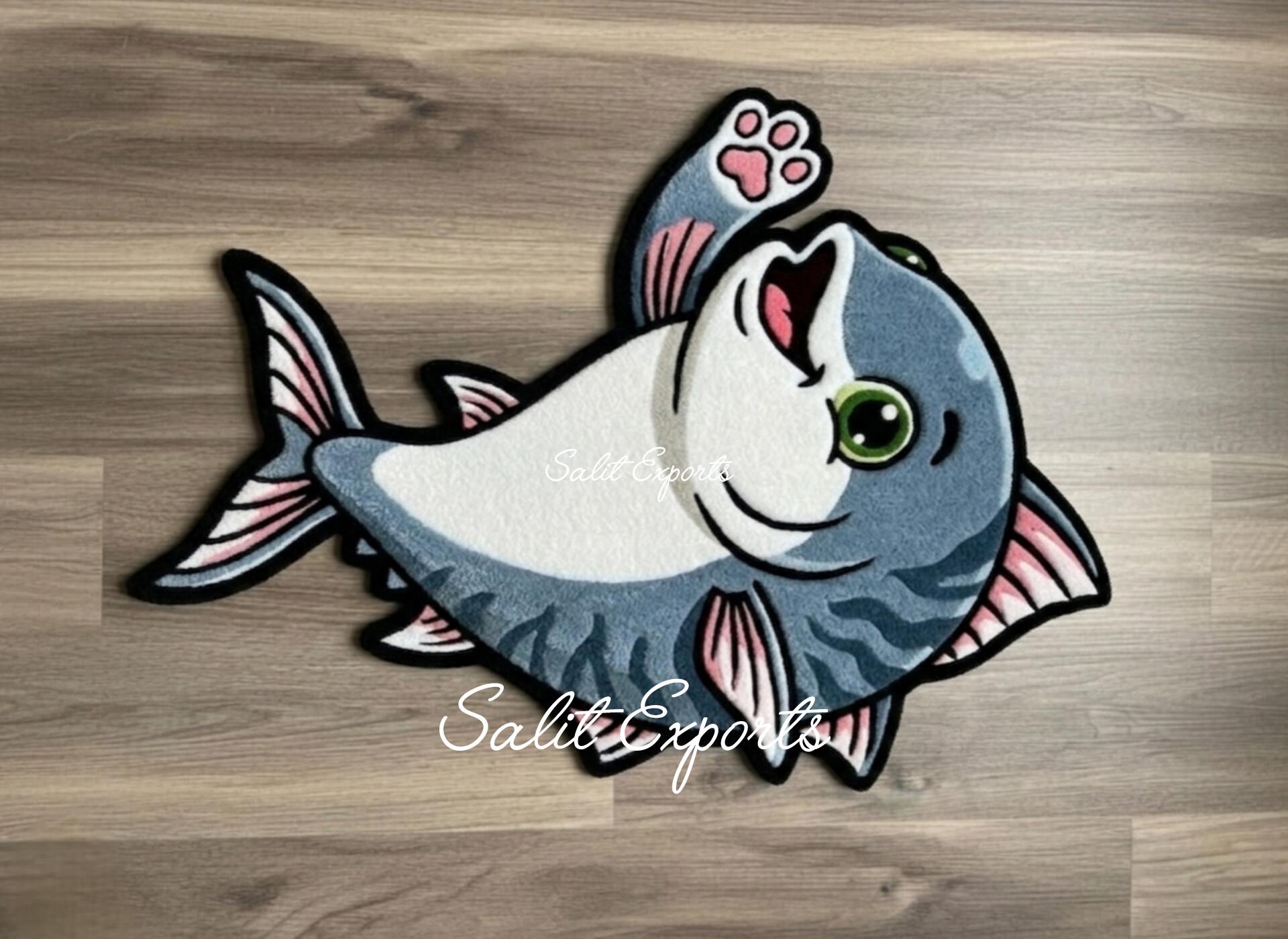 Cute Shark Rug 8 Ft Large | Cartoon Fish Area Rug | Kids Room Ocean ...