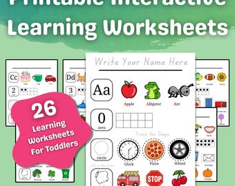 Toddler Learning Worksheet Printable | Alphabet, Numbers, Colors & Shapes | Preschool Educational Activity | Digital Download PDF