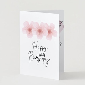 Cartão de aniversário com desejos de flores para impressão.