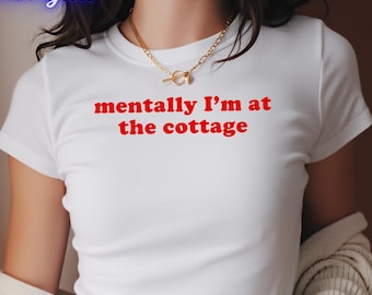 Mentally I'm At The Cottage Baby-T-shirt, crop top van Connor Storrie Hudson Williams Quote, Game Changers-graphic T-shirt, T-shirt M Romance Books