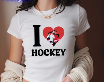 I Love Hockey Heart Graphic Baby Tee, Connor Storrie Hudson Williams Crop Top, Game Changers Gay Sport Graphic Tee, M M Romance Books Tee