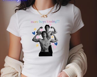 More Boys Kissing Baby-T-shirt, Connor Storrie Hudson Williams Graphic Crop Top, Game Changers Gay Sport Graphic Tee, M M Romance Books-T-shirt