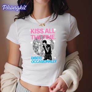 Harry Styles Kiss All The Time. Disco Occasionally Baby Tee, HS4 Album Merch Tour Concert Aesthetic Crop Top, Pink Disco Ball Graphic Outfit