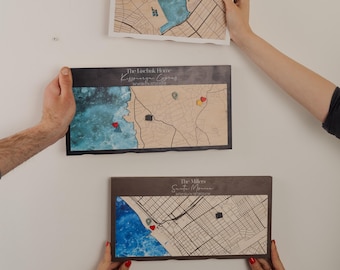 Custom City Map Key Holder, Personalized Wooden Housewarming Gift