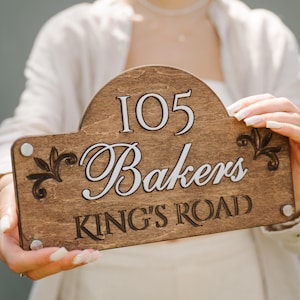 Personalized Wooden House Number Sign: Rustic Cottage Address Plaque