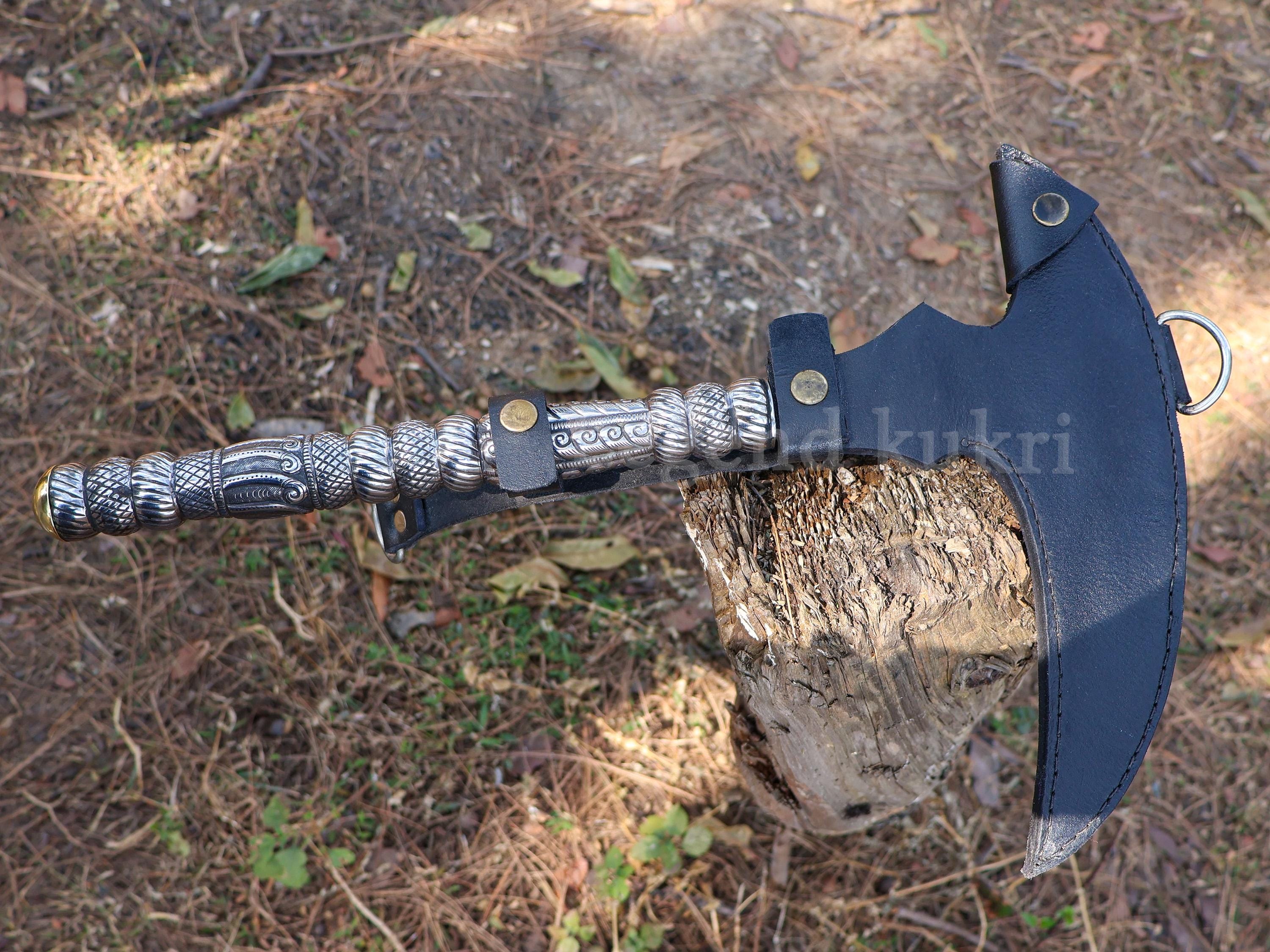 Spring Loaded Hatchet Handcrafted Curved Hatchet – Leaf Spring Steel Blade – 11 Inch Handmade ...