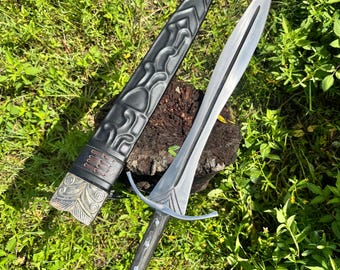 Miecz kuty ręcznie na zamówienie, rękojeść z micarty, ostrze ze stali wysokowęglowej, przedmiot kolekcjonerski, narzędzie do użytku na zewnątrz, wyjątkowy prezent dla mężczyzny, sztuka ze stali
