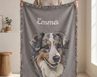 Custom Pet Blanket, Woven Blanket, Dog & Cat Blanket, Personalized Photo Blanket, Custom Dog Blanket, Cat Dad Gift, Customizable Blanket
