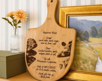 Personalized Engraved Pizza Board | Custom Recipe Pizza Paddle | Pizza Lover Gift | Bamboo Pizza Peel | Housewarming, Chef & Kitchen Gift