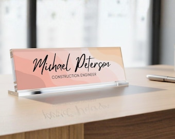 Custom Acrylic Desk Name Plate – Personalized Office Name Plaque, Elegant Desk Sign for Women, Boss, Coworker Gift