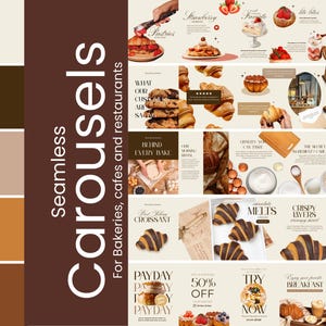 Instagram Carousel Social Media Canva Templates for Bakeries Cafes and Restaurants