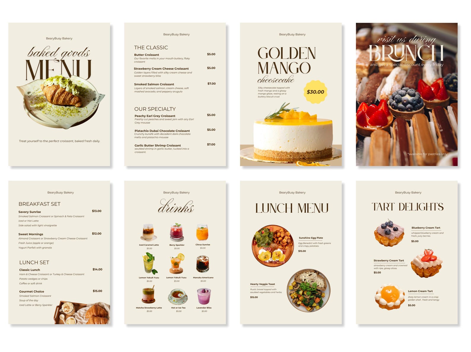 Editable Bakery Menu Template for Canva Customizable Cafe and ...