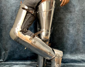 Middeleeuws beenpantser Gothic Knight-beenset: 18G staal LARP-cosplay en halloweenkostuum