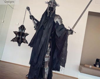 Nazgul Ringwraith Full Costume: Steel Armor, Black Cloak - Lord of the Rings