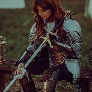 Women’s Medieval Knight Armor Set with Cloak | Battle Queen Armor | Fantasy Armor  Larp Armor | Cosplay Armor Female Chainmail Armor Suit |