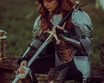Women's Medieval Knight Armor Set: Steel Battle Queen, LARP Cosplay