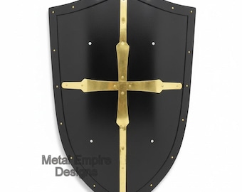 Medieval Black Knight Heater Shield, 18 Gauge Steel Armor
