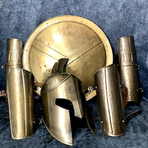 300 Spartan Set Armor Spartan Helmet, Shield, Leg, Arm , 300 Warrior Knight Costume Warrior Full Armor Suit  Halloween Costume