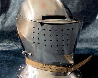 18 Gauge Steel Medieval Knight Armet Helmet: LARP Cosplay Armor
