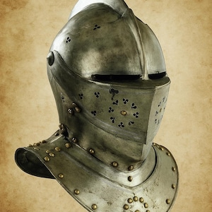Medieval Knight Tournament Close Armor Helmet Cosplay LARP 18GA Steel Armor Knight Halloween Costume