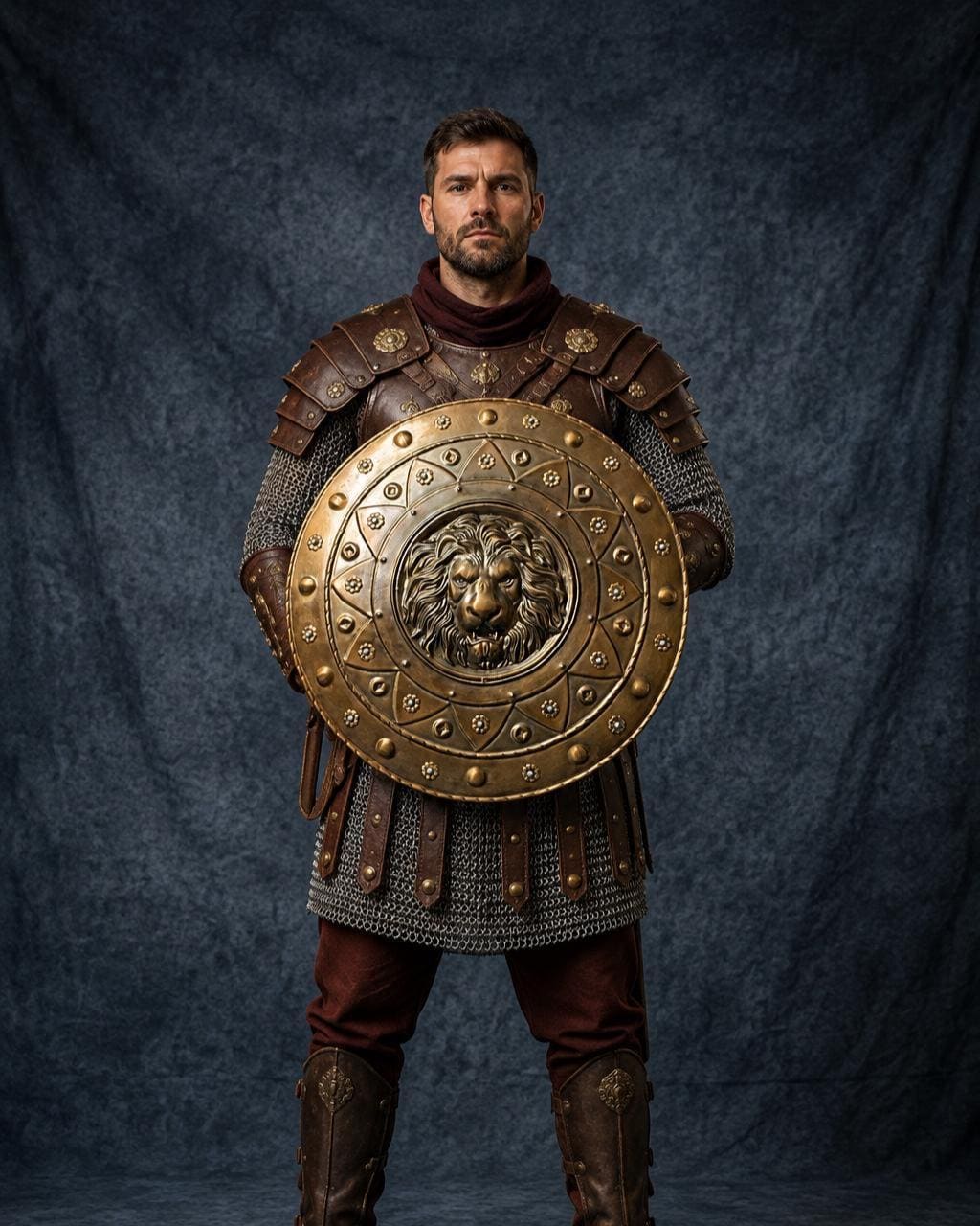 Handcrafted Medieval Lion Shield - Round Brass Finish Warrior Shield, Viking & Knight Armor, LARP, Cosplay, Reenactment