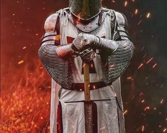 Medieval Templar Knight Armor Suit: Full Body Cosplay, Historical Reenactment