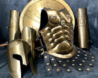 Full Muscle Spartan Armor Set: King Leonidas Medieval Greek Costume
