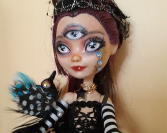 Ever After High Repaint Custom OOAK Witch doll Orleans Witch and Crow Leslie Mehl Art