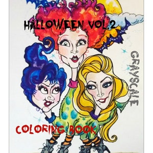 Coloring Book Grayscale Halloween Volume 2 Printable Instant Download-Grayscale-Leslie Mehl Art image 1