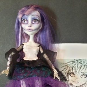 Monster High OOAK  zombie doll repaint Custom Doll Zombie Prom Queen by Leslie Mehl Art