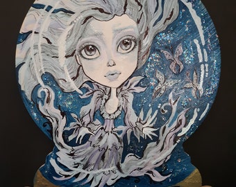 OOAK Handpainted Ghost In A Crystal Ball  Custom Art