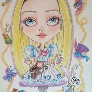 Adventures of Alice Fantasy Fairytale Wonderland Girls Big Eye Art Print