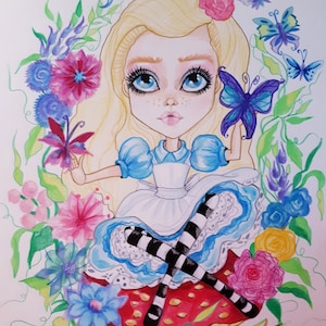 Alice In Wonderland Fantasy Fairytale In the Garden Print